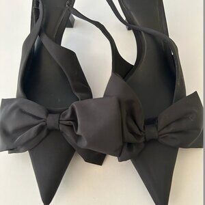 Zara Black Slingback Heels With Bow